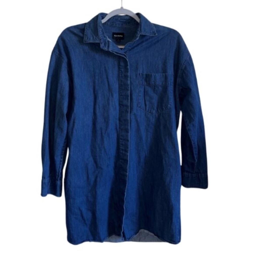 Button Up Denim Shirt Jacket Long / Frank And Oak / Women's M / Long Sleeve